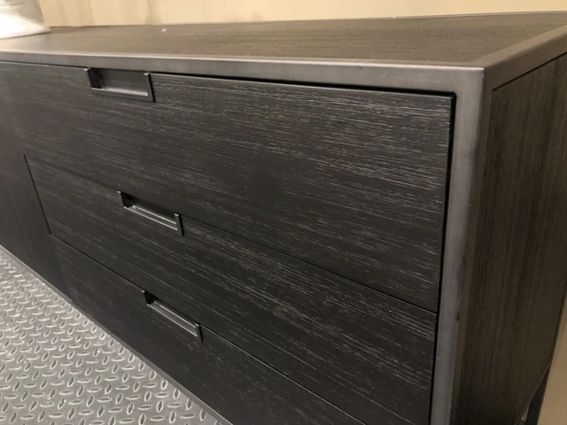 Sideboard schwarz, Anrichte schwarz, Sideboard Metall Holz schwarz, Breite 220 cm