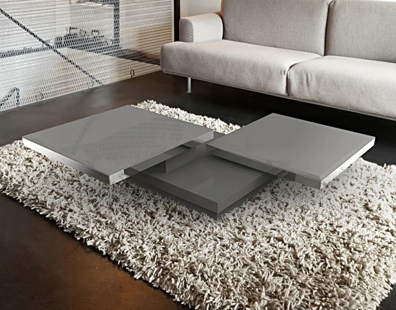 Couchtisch grau Glasplatte, Couchtisch Glas grau, Glastisch grau, Maße 120x80 cm