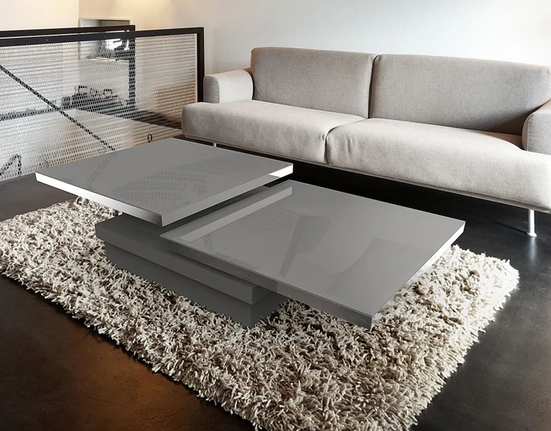 Couchtisch grau Glasplatte, Couchtisch Glas grau, Glastisch grau, Maße 120x80 cm