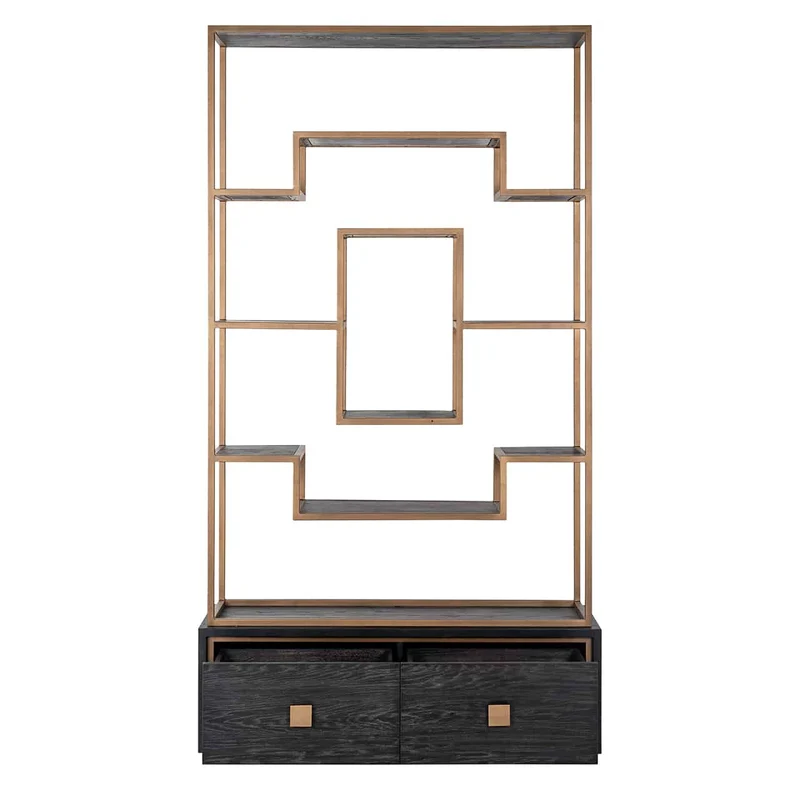 Regal schwarz, Bücherregal schwarz Eiche furniert, Breite 120 cm