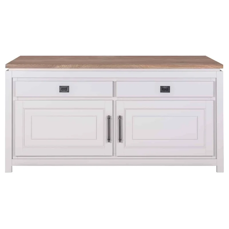 Sideboard weiß Eiche Massivholz, Anrichte weiß Landhaus, Breite 165 cm