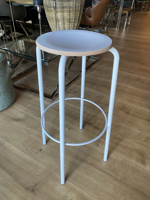 Barstuhl weiß Metall-Gestell, Barhocker weiß Metall, Sitzhöhe 80 cm