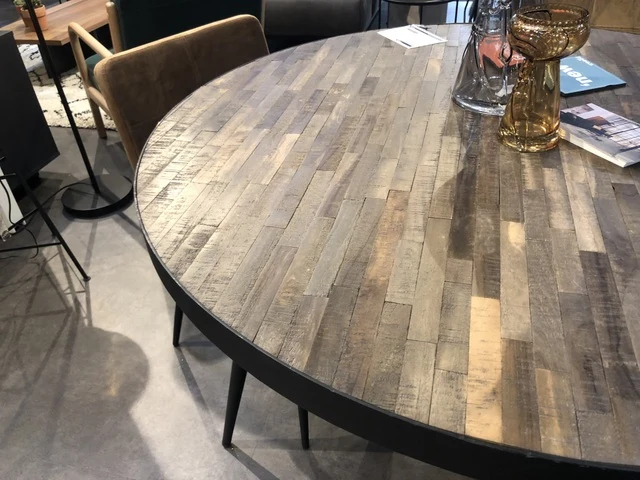 Runder Tisch brau-schwarz, Tisch rund schwarz, Durchmesser 120 cm