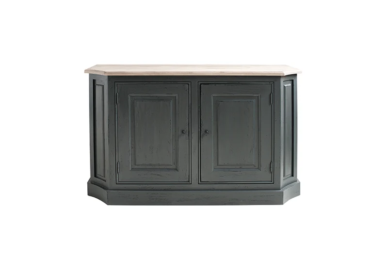 Sideboard schwarz Landhausstil, Anrichte Holz Landhaus, Breite 141 cm