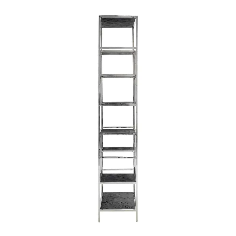 Regal schwarz, Bücherregal verchromt schwarz, verchromtes Regal, Breite 80 cm