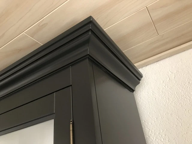 Vitrinen anthrazit Landhausstil, Wohnzimmerschrank anthrazit Landhaus, Buffetschrank anthrazit, Breite 230 cm
