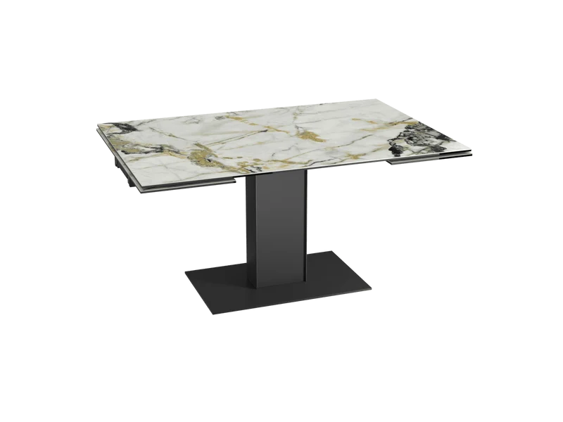 Esstisch Gold-weiß Keramik, Tisch ausziehbar Keramik, Esstisch Keramik ausziehbar, Länge 150-230 cm