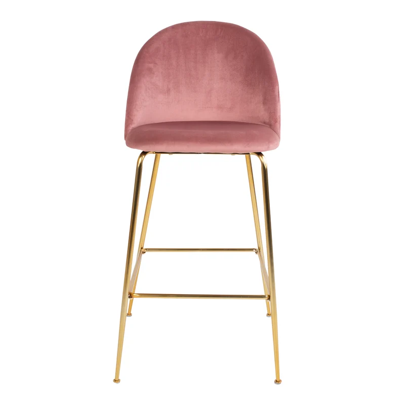 Barstuhl rosa Metall, Barhocker rosa Gold, Sitzhöhe 75 cm