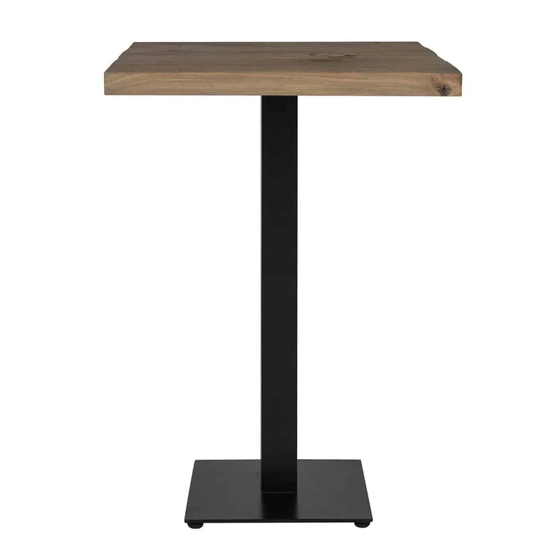 Stehtisch Eiche massiv Tischplatte, Stehtisch schwarz, Bartisch schwarz, Maße: 80x80 cm