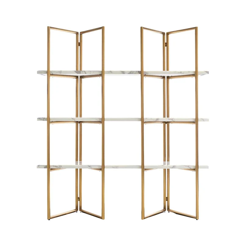 Regal Gold, Bücherregal Gold, Regal Metall-Marmoroptik, Breite 165 cm