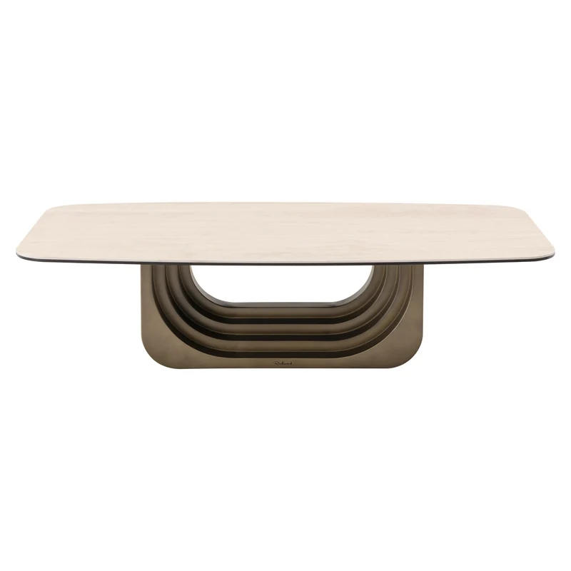 Couchtisch Keramik-Tischplatte, Couchtisch beige, Länge 140 cm