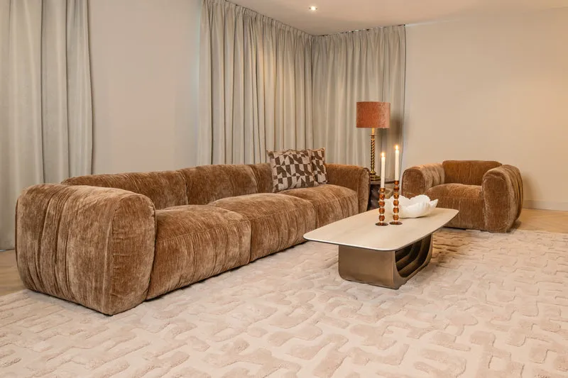 Couchtisch Keramik-Tischplatte, Couchtisch beige, Länge 140 cm