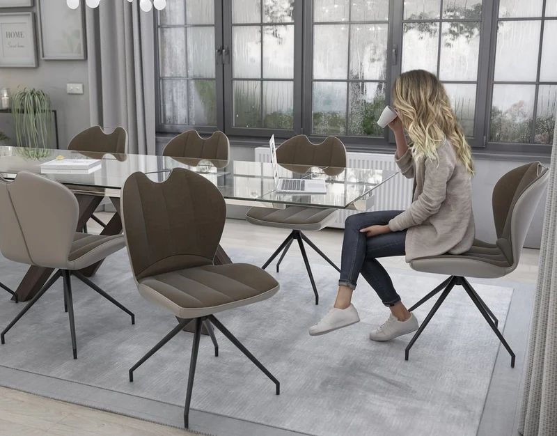 Stuhl taupe, Stuhl gepolstert taupe