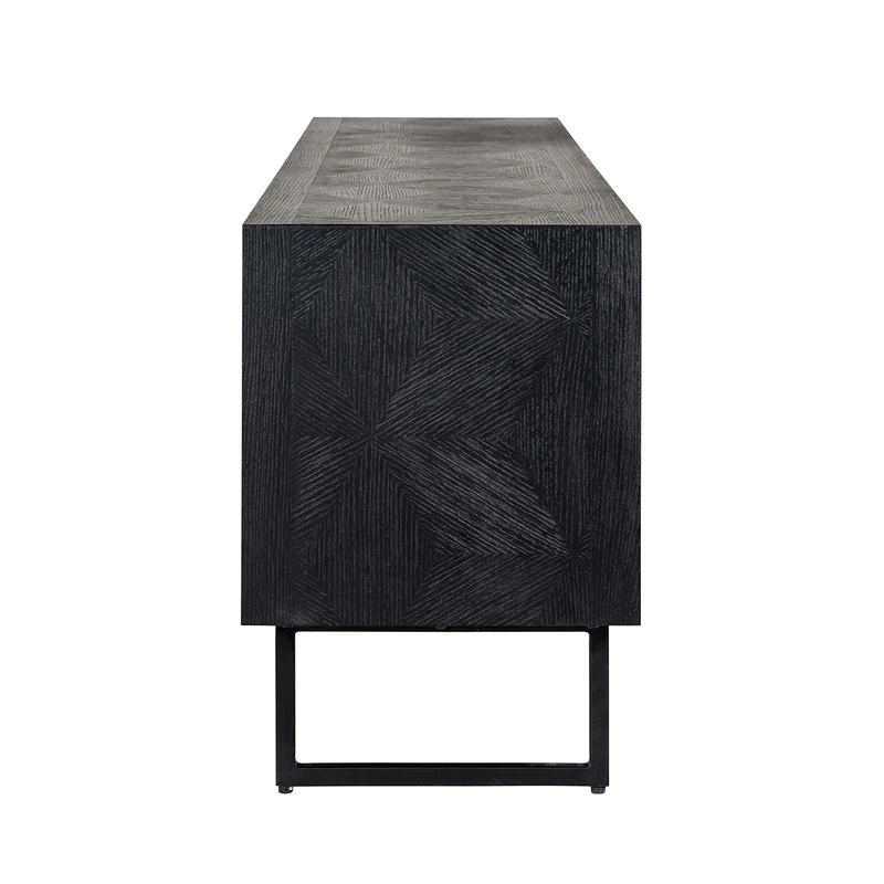 Fernsehschrank Eiche furniert, TV Schrank schwarz, Breite 180 cm