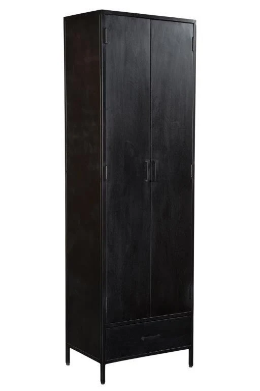 Schrank schwarz Industriedesign, Bücherschrank Holz Metall, Aktenschrank schwarz Holz Industrie, Breite 65 cm
