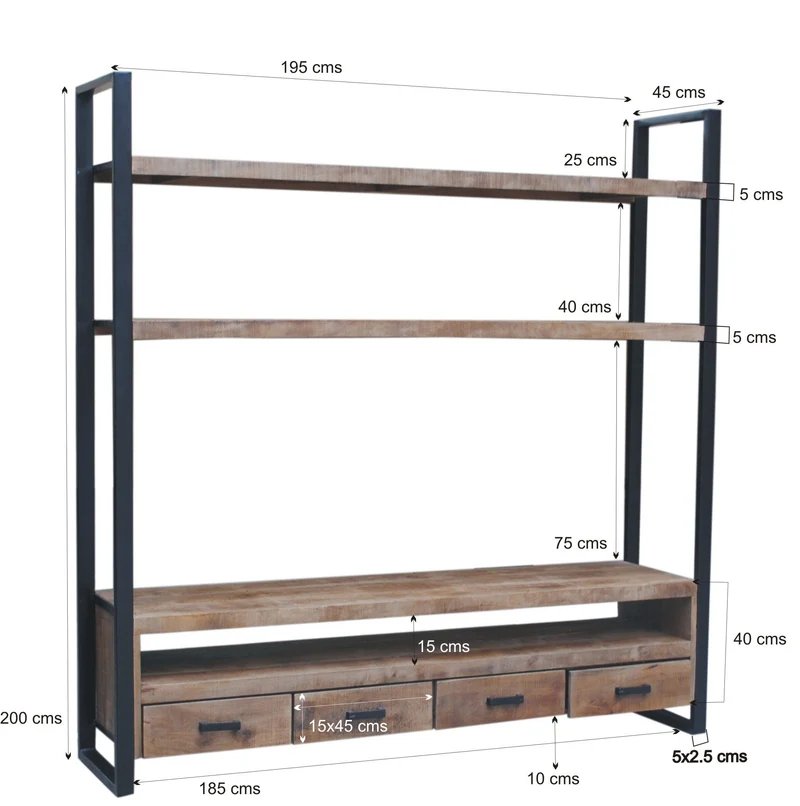 Regal Industriedesign, Metall Regal Industriedesign, Aktenregal Industrie, Breite 200 cm