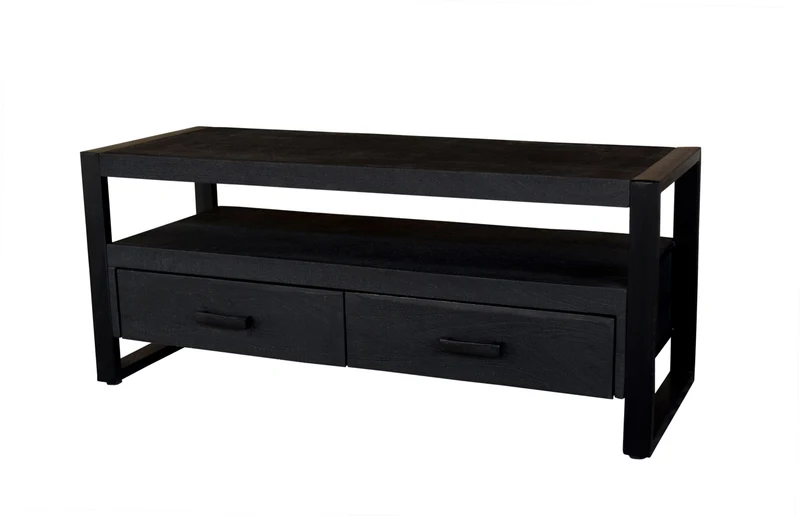 TV Schrank schwarz, TV Regal schwarz, Lowbaord schwarz Industrie, Fernsehschrank schwarz, Breite 120 cm