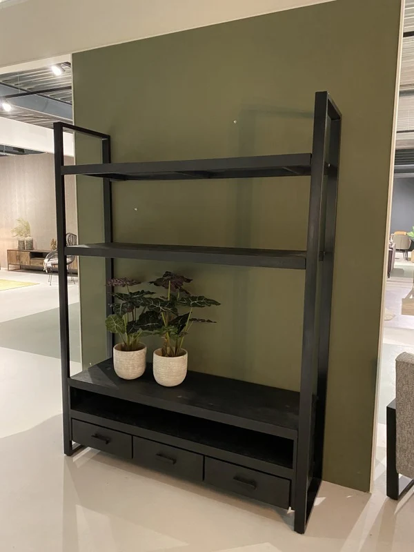 Regal schwarz Industriedesign, Metall Regal Industriedesign, Aktenregal schwarz Industrie, Breite 150 cm