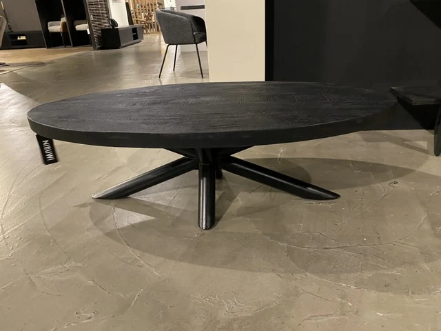 Couchtisch oval schwarz, ovaler Couchtisch schwarz, Breite 130 cm
