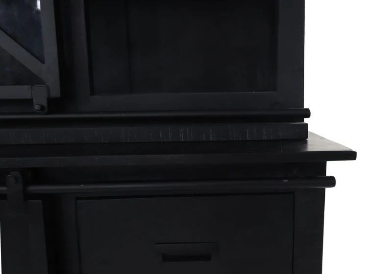 Vitrinenschrank schwarz, Vitrine schwarz, Geschirrschrank Landhaus, Breite 95 cm