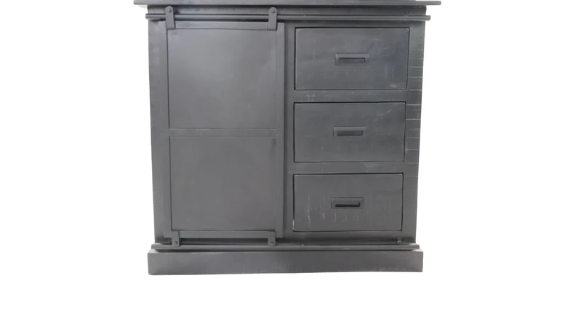 Vitrinenschrank schwarz, Vitrine schwarz, Geschirrschrank Landhaus, Breite 95 cm