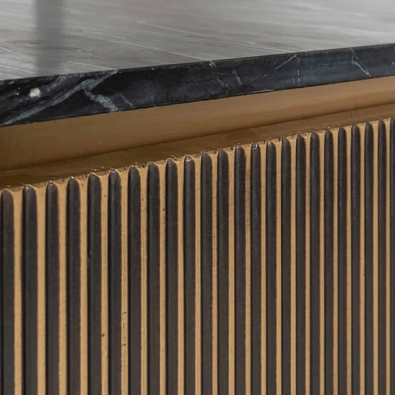 Fernsehschrank Gold mit Marmorplatte, TV Schrank Gold, Breite 170 cm
