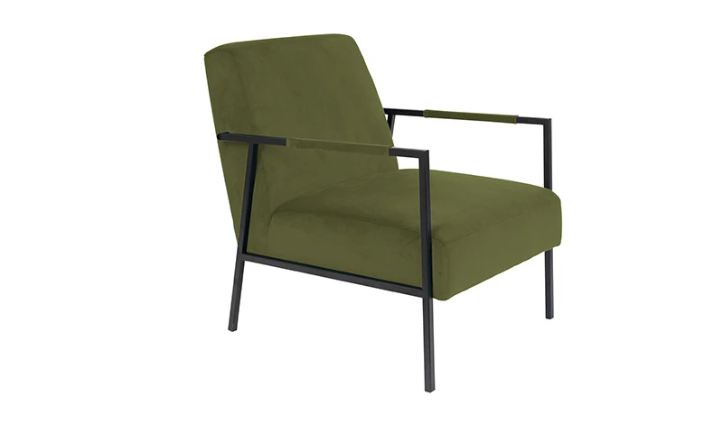Sessel grün Metallgestell schwarz, Sessel gepolstert grün