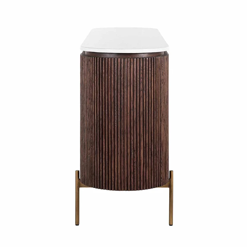 Sideboard braun-weiß, Anrichte Marmor weiß Holz braun, Breite 180 cm