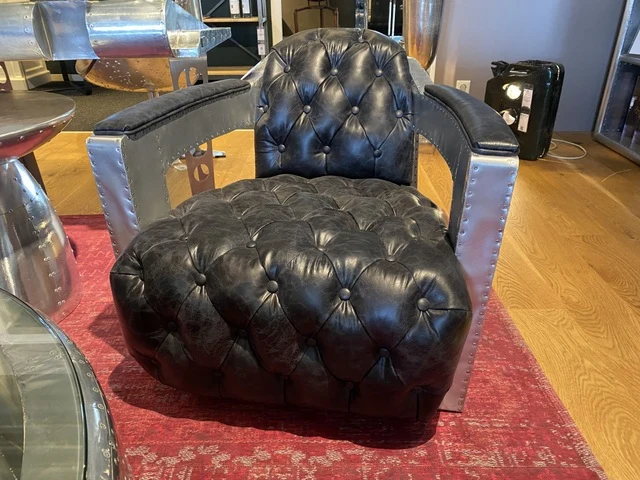 Sessel Aircraft, Ledersessel schwarz, Sessel Silber-schwarz, Sessel Chesterfield schwarz