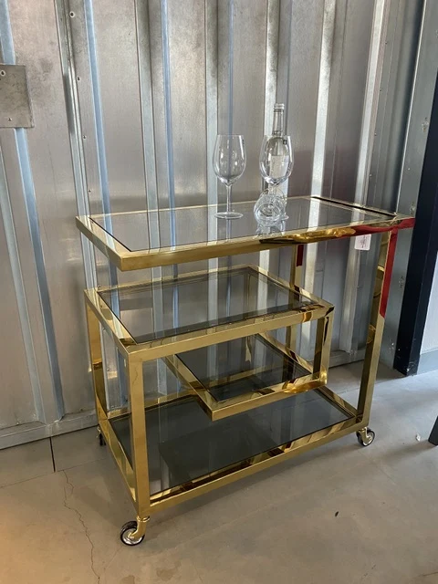 Servierwagen Gold, Servierwagen Glas-Metall Gold