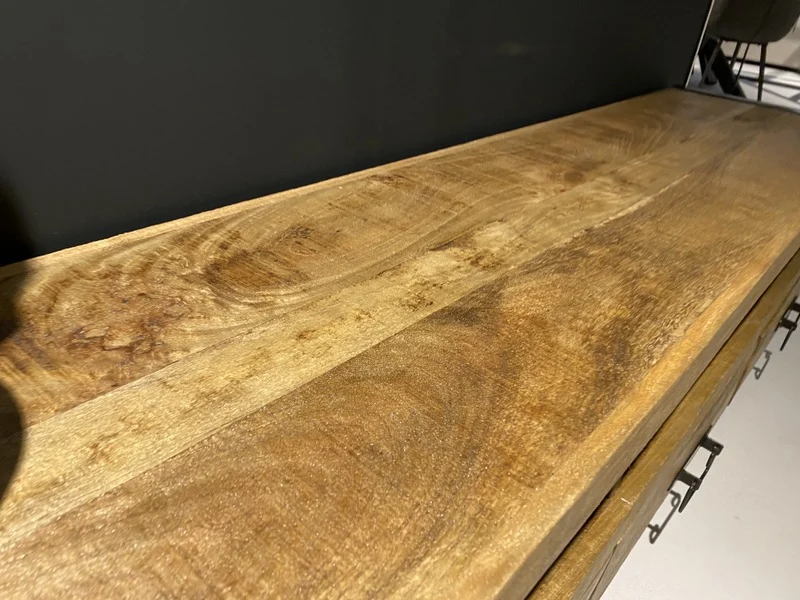TV Schrank braun, TV Regal Industriedesign, Lowbaord schwarz Industrie, Fernsehschrank Massivholz, Breite 250 cm