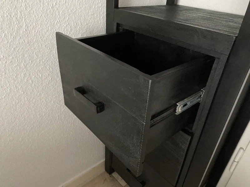 Regal schwarz mit Schubladen, Metall Regal Industriedesign, Aktenregal schwarz Industrie, Breite 55 cm