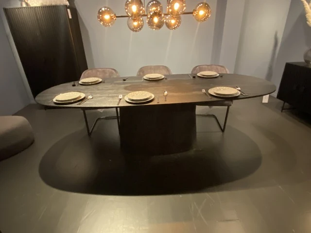 Esstisch schwarz Holz, Tisch Ellips Holz, Esstisch Ellips schwarz, Breite 200 cm