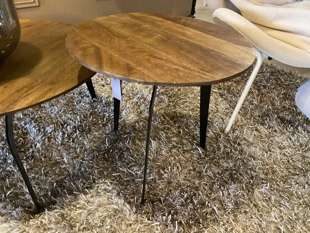 Couchtisch braun, Couchtisch rund, Beistelltisch rund Industriedesign, Breite 50 cm