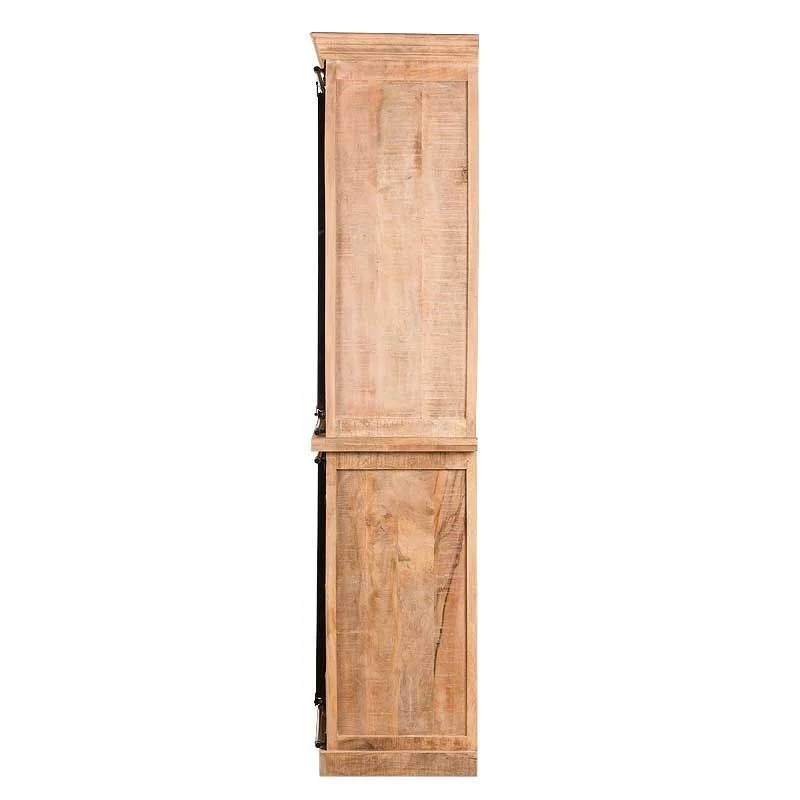 Wohnzimmerschrank Holz Metall, Geschirrschrank Massivholz, Küchenschrank Holz Metall, Breite 95 cm