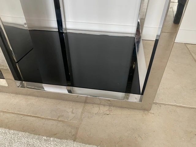 Regal Silber, Bücherregal Silber, Glas-Regal Metall Gestell Silber, Metallregal Silber, Breite 120 cm
