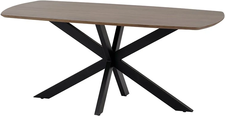Tisch oval Massivholz braun, Esstisch braun Metall-Gestell, Breite 230 cm