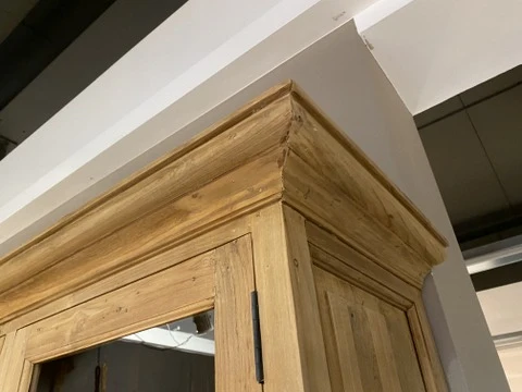Vitrine Massivholz, Buffetschrank Teakholz, Geschirrschrank Teak Schrank, Breite 160 cm