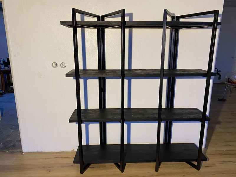 Bücherregal schwarz, Regal schwarz Industriedesign, Breite 160 cm