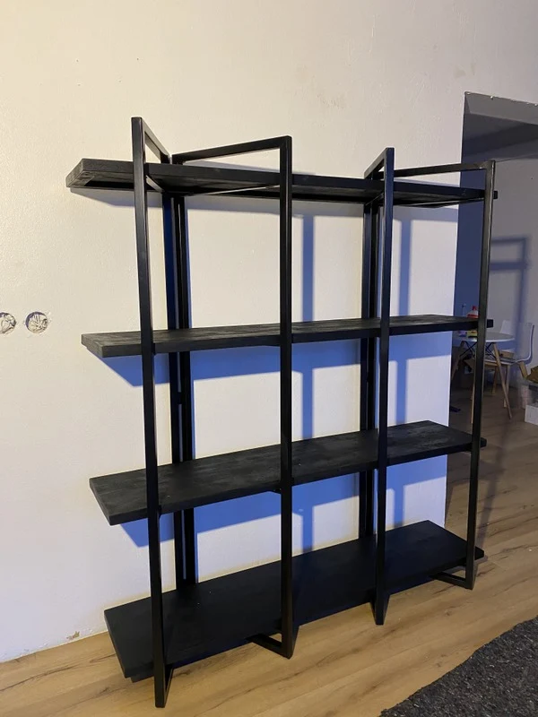 Bücherregal schwarz, Regal schwarz Industriedesign, Breite 160 cm