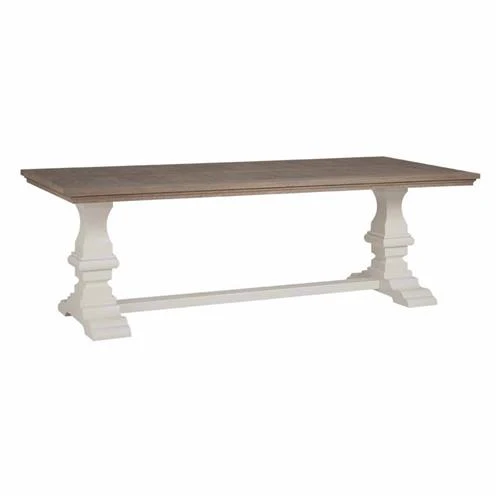 Klostertisch Eiche massiv, Esstisch weißer Tischfuß, Tisch weiß Landhausstil, Länge 260 cm