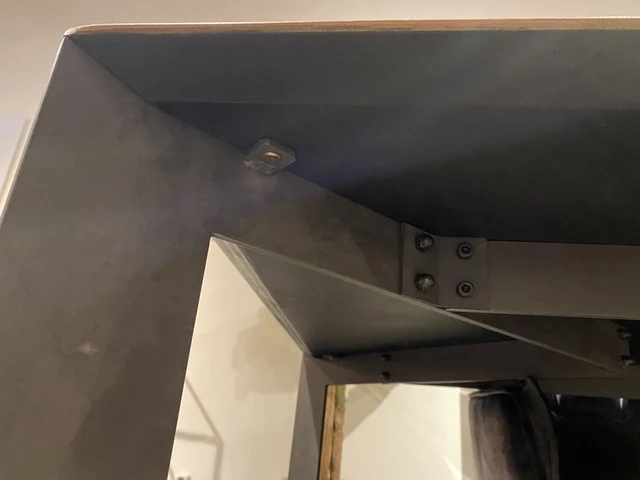Esstisch Teakholz Tischplatte, Tisch Metall-Gestell, Breite 200 cm
