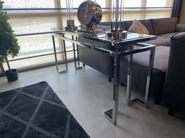 Konsole Silber, Wandtisch Silber, Konsole Metall Silber, Breite 160 cm