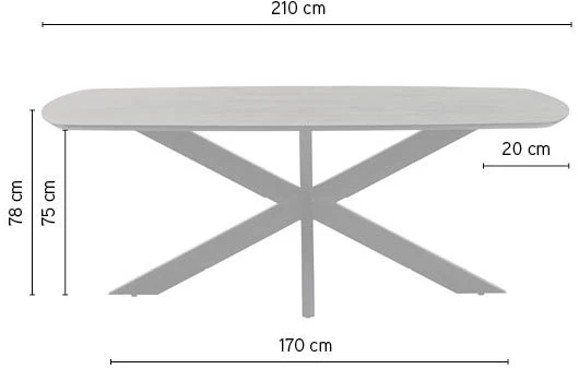 Tisch Massivholz Tischplatte braun, Esstisch Metall-Gestell, Breite 210 cm