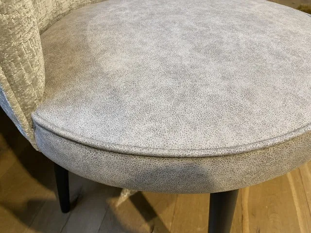 Stuhl rund, Stuhl grau gepolstert