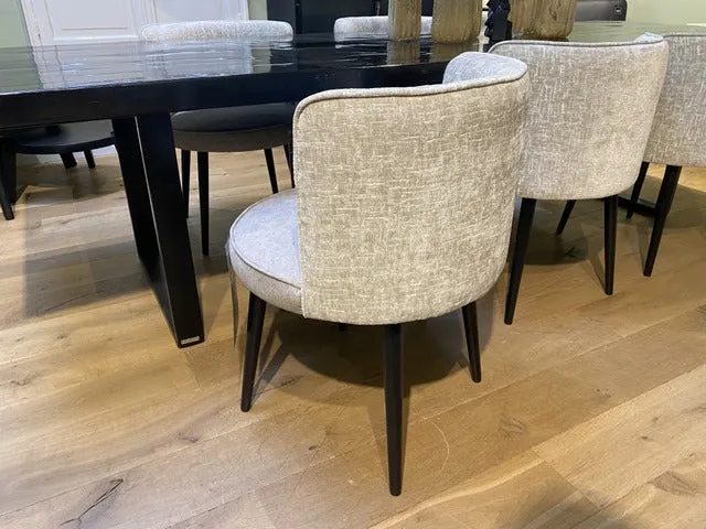 Stuhl rund, Stuhl grau gepolstert