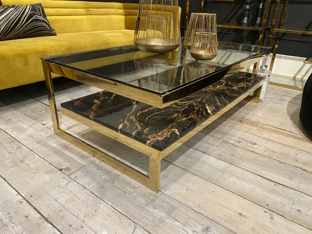 Couchtisch Gold, Tisch Gold, Breite 140 cm