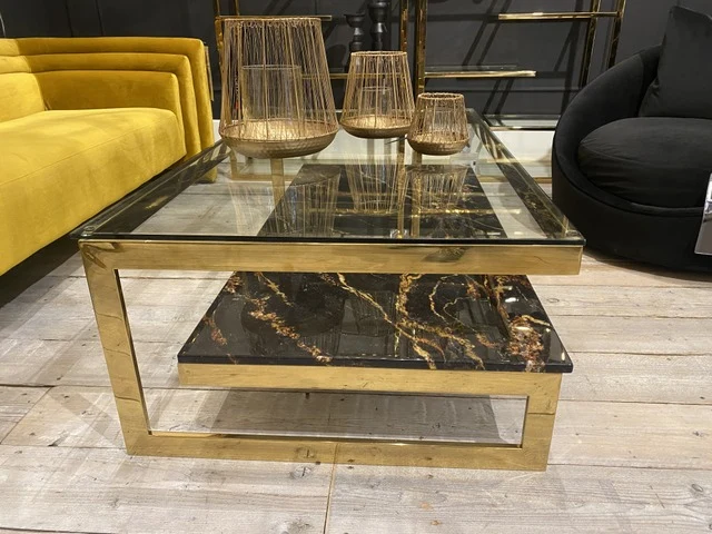 Couchtisch Gold, Tisch Gold, Breite 140 cm