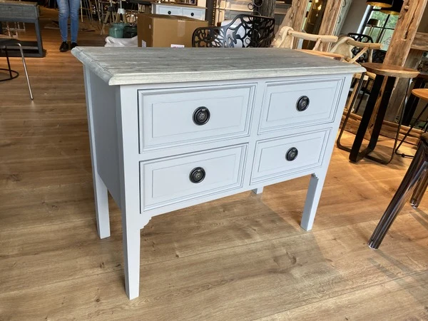 Konsole grau Landhausstil, Kommode grau Landhaus, Wandtisch grau, Breite 90 cm