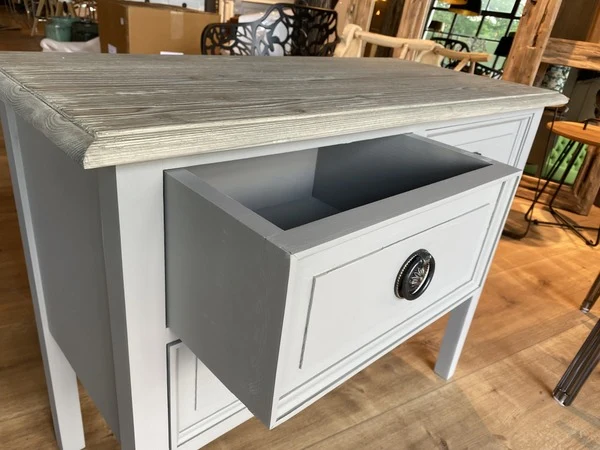 Konsole grau Landhausstil, Kommode grau Landhaus, Wandtisch grau, Breite 90 cm